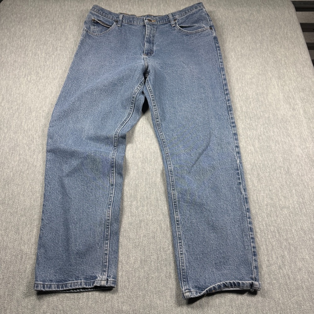 Wrangler Mens Jeans 38x30 Light‎ Blue Straight Leg Medium Wash Denim